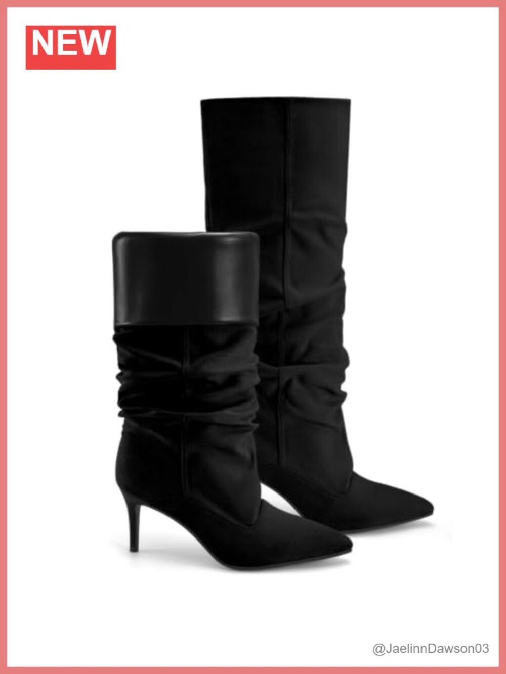 Suede Knee High Stiletto Heel Pointed Toe Pull On Fold Over Boots